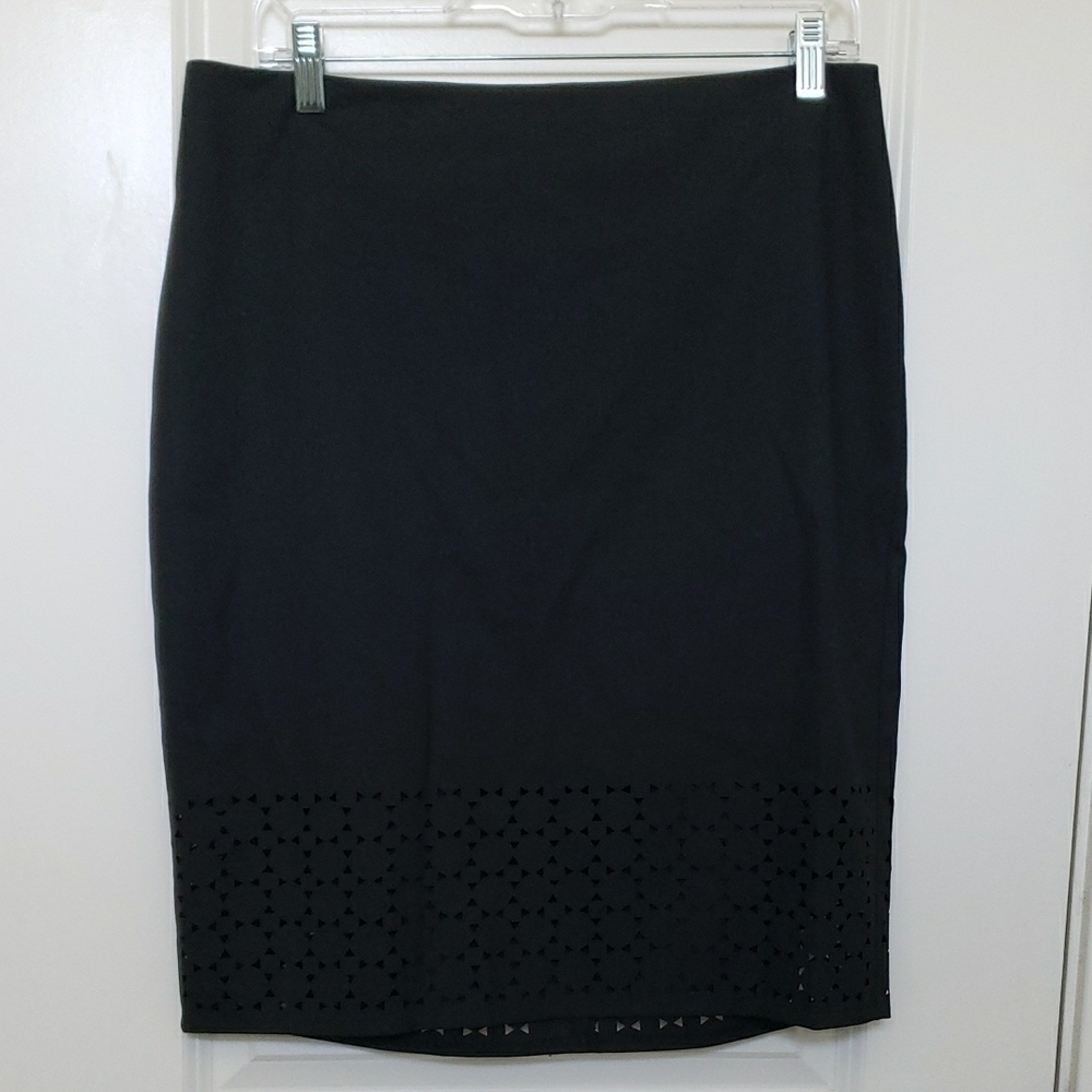 New York & Company Black Cut Out Pencil Skirt